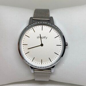 Simplify women’s silver tone watch quartz 38mm round adjustable band running